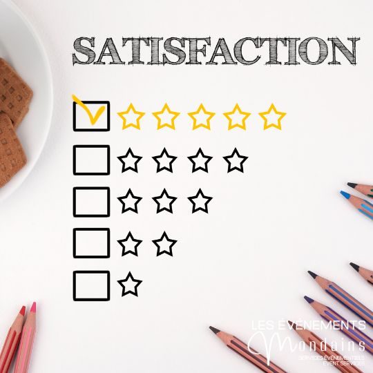 Grille d'évaluation de satisfaction avec cinq étoiles cochées