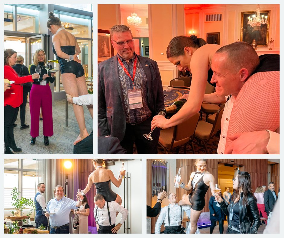 Serveurs acrobates lors d'un cocktail