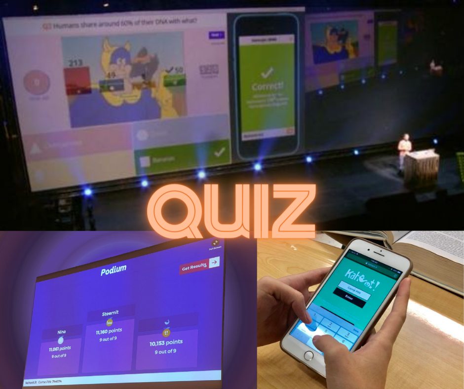 Quiz interactif projeté lors d'un événement corporatif
